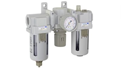 Set filter, drier, pressure regulator, and compressed air lubricator