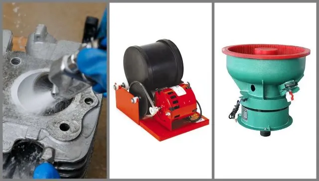 Na slici su prikazani postupci i mašine za Peskarenje, Bubanj za čišćenje i Vibraciono čišćenje koji mogu da se koriste u postupku Čišćenje i rastavljanje glave motora